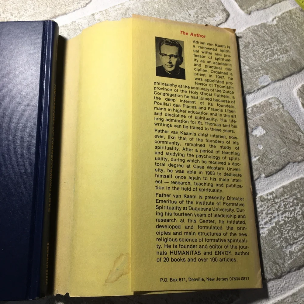 The Mystery Of Transforming Love Adrian Van Kaam 1982 1st Ed Hardcover Religion